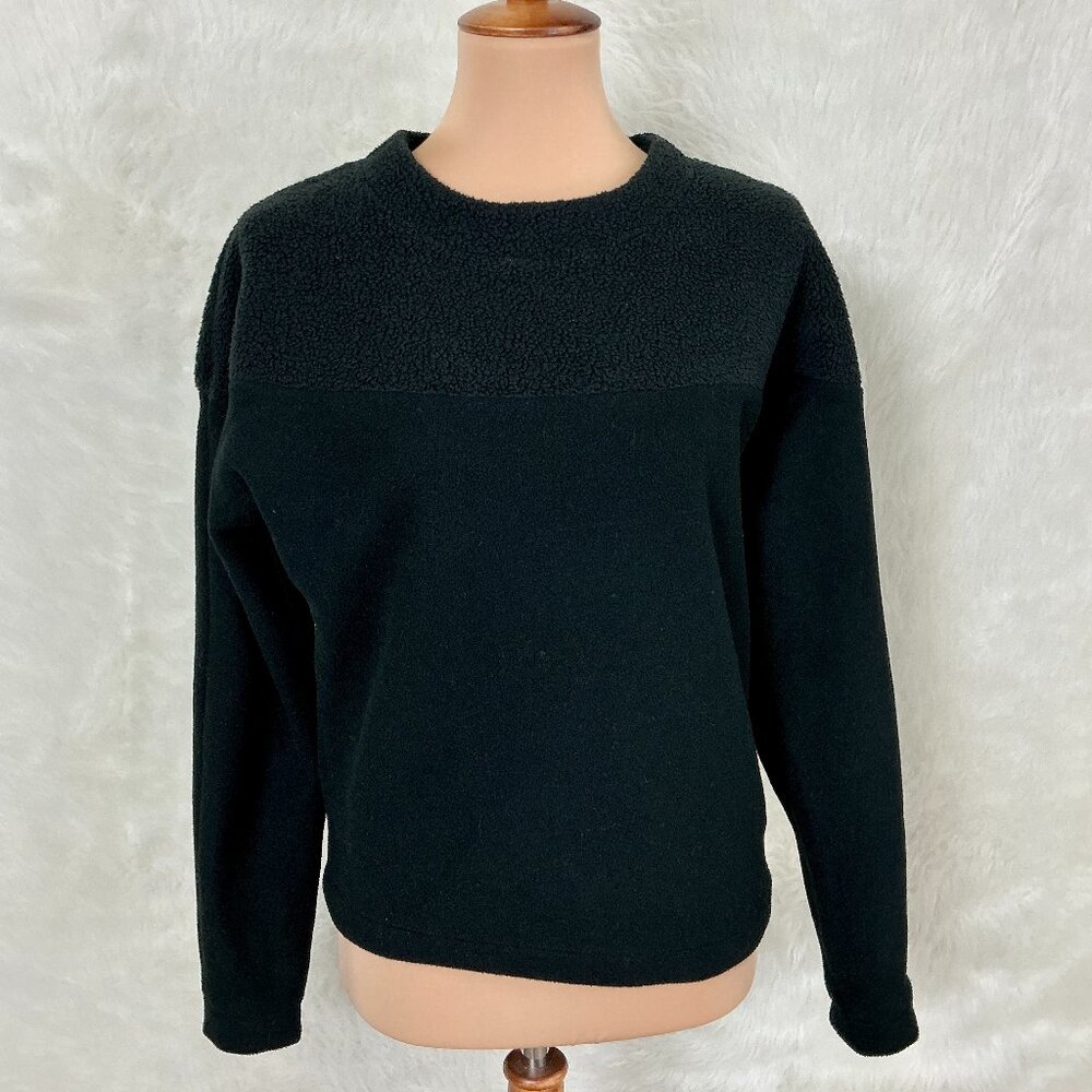 Dudley Stephens Saratoga Black Long Sleeve Sherpa & Fleece Pullover Sweater XS